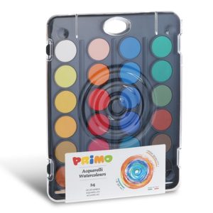 Vodové barvy PRIMO BLACK, Ø 30mm, 24 barev + štětec