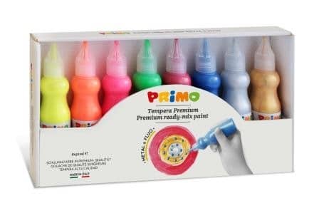 Temperové 3D barvy PRIMO FLUO+METAL, sada 8 x 50ml