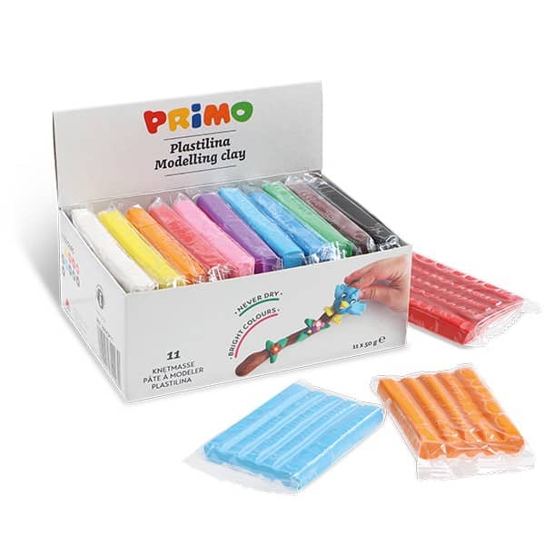 Plastelína PRIMO, 11 x 50g, mix barev, kartonový box