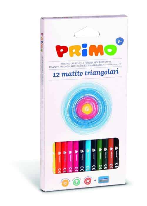 Pastelky trojboké PRIMO, tuha 3mm, 12ks + ořezávátko