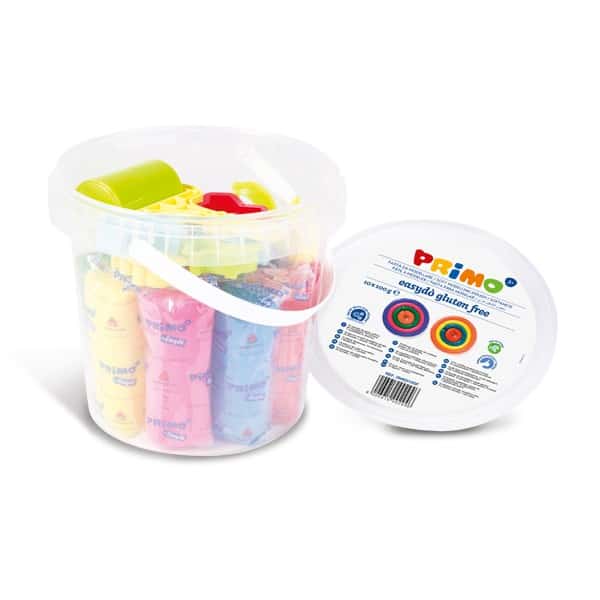 Sada mod. hmot PRIMO NATUR, 10 x 100g, mix barev, pomůcky, PP kyblík