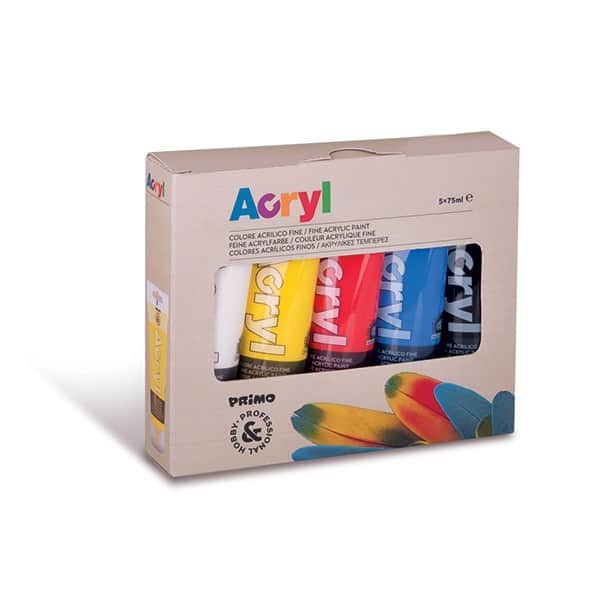 Akrylové barvy PRIMO, 5 x 75 ml