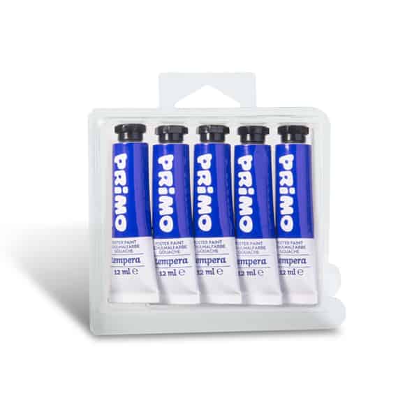 Temperová barva PRIMO, tuba 12 ml, 5ks, modrá (č. barvy 500)